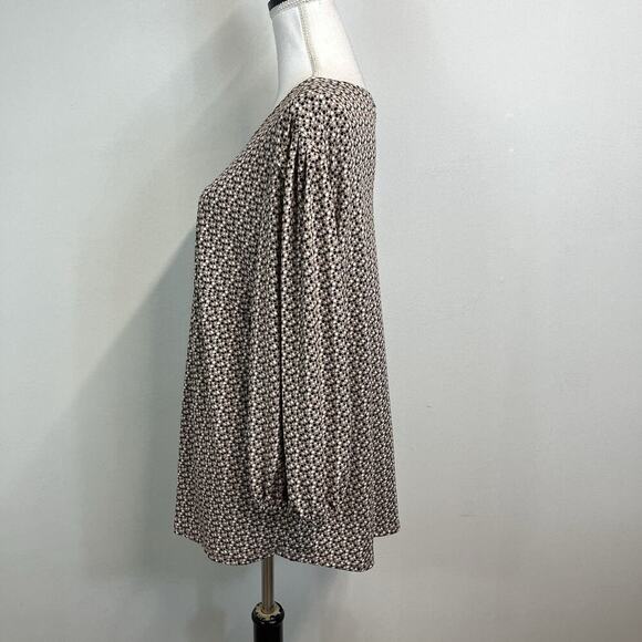 Adrianna Papell Blouse Top Plus size 1X Brown Black Dots Stretch Career Modest - Picture 5 of 7